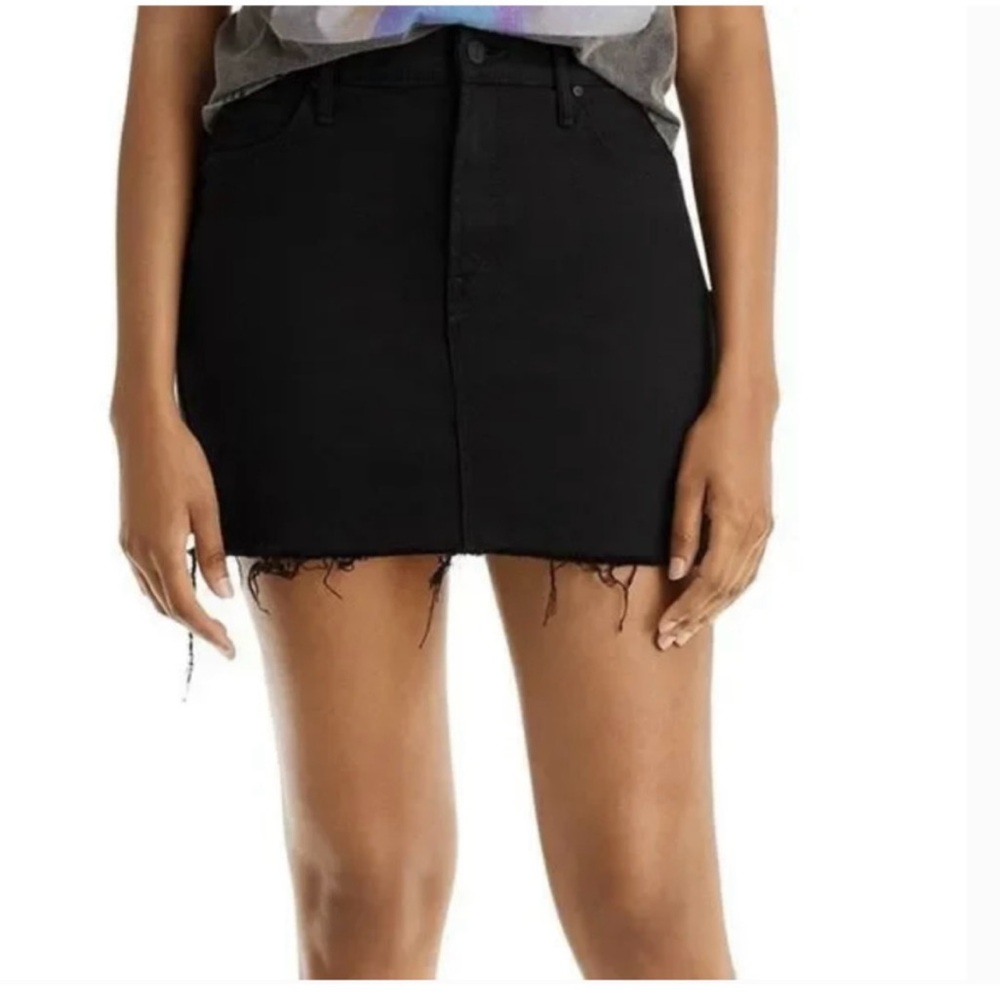 MOTHER NEW Black Denim High Waisted Mini Skirt Size 28 (6)
